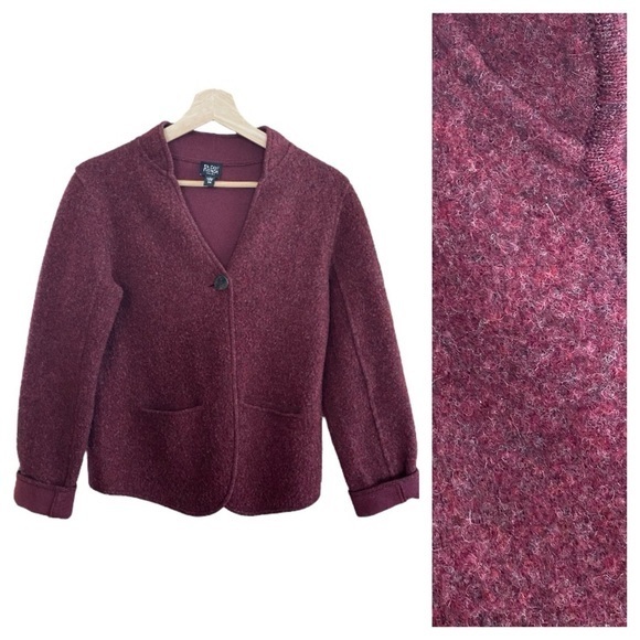 Eileen Fisher Jackets & Blazers - Eileen Fisher Burgundy Red Lambswool Blend Jacket Blazer